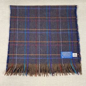 Pendleton Virgin Wool Scarf Blue Brown Purple Plaid USA Portland Red Pink Orange